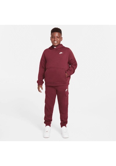 Nike DA5114 - 638 Sportswear Hoodie Club Çocuk Bordo Sweatshirt