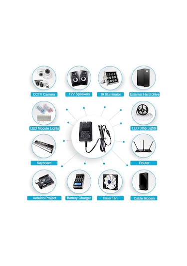 Samdoo 12v 2a Güvenlikli Güç Adaptörü - Kamera Ve Led Şeritler İçin Uzun Ömürlü