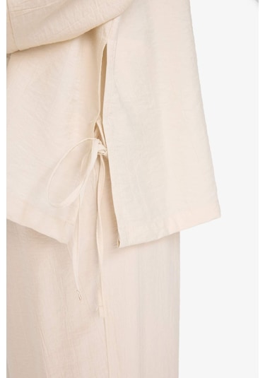 Defacto Relax Fit Krinkıl Kumaş Uzun Kollu Kimono Tunik E1109ax25smbg74 Bej