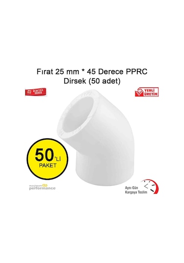 Fırat 25 Mm * 45 Derece Pprc Dirsek (50 Adet)