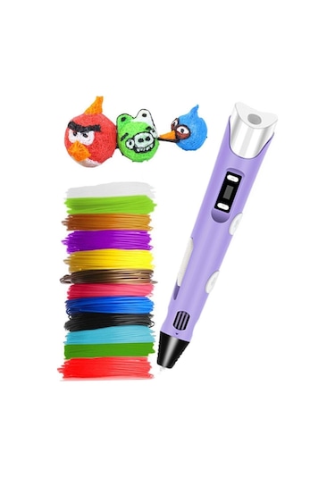Mor 3D Kalem Yazıcı+25 Renk 100 Metre (25X4Metre) Pla Filament