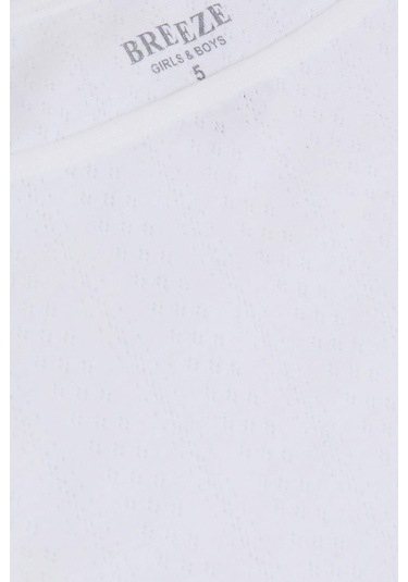 Breeze Kız Çocuk Atlet & Slip Takım Jakarlı 3-11 Yaş, Beyaz-beyaz Beyaz