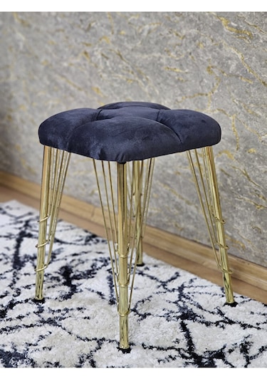 Kare Gold Kaplama Telli Ayaklı Tabure - Oturak - Bar Taburesi - A Çok Renkli