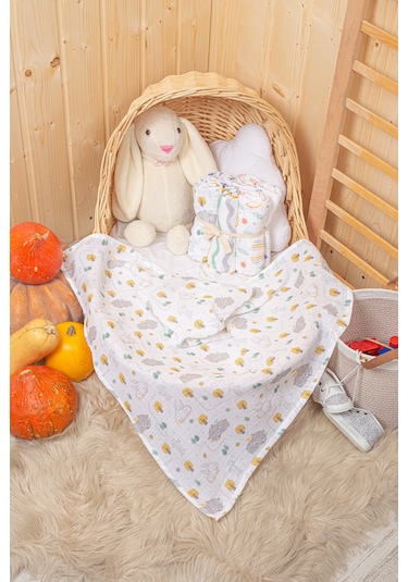 Dijital Baskılı 6lı Çok Amaçlı Müslin Örtü Seti - 75 x 75 Çok Renkli