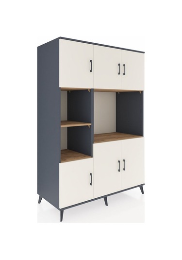 Kronos Dolap 9 Raflı 6 Kapaklı 132x59x195 Antrasit-aytaşı/çam Antrasit