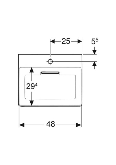 Geberit One Çanak Lavabo Yatay Çıkış 50 x 40 Batarya Delikli