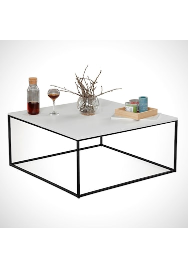 Poly Beyaz Orta Sehpa Metal & Orta Masa / Metal Ayaklı Sehpa