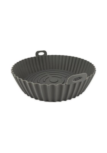Digithome Yanmaz Yapışmaz Silikon Kulplu Airfryer Kalıbı 20 Cm Gri - Thn75825 Gri