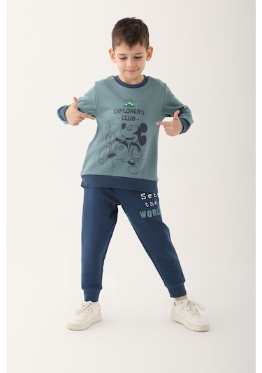 Mickey Mouse Pastel Yeşil Erkek Çocuk Eşofman Takımı