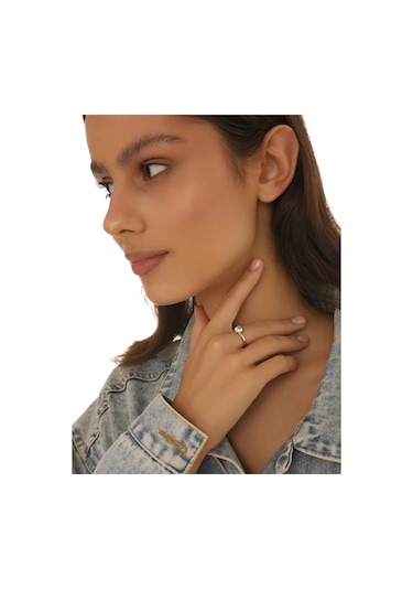 Serebranyj Dom Doğal Topazlı 925 Ayar Gümüş Yüzük 39346634 Gri