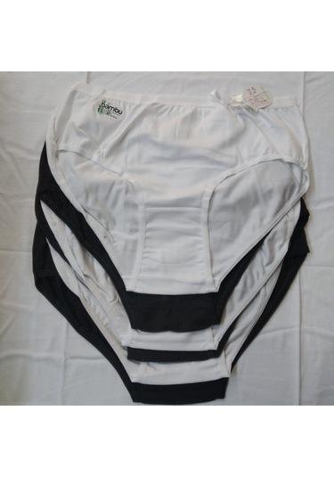 Dondeza 6 Adet 3Siyah 3 Beyaz Bambu Bayan Bikini  Siyah Beyaz Kadın Külot Beyaz - Siyah