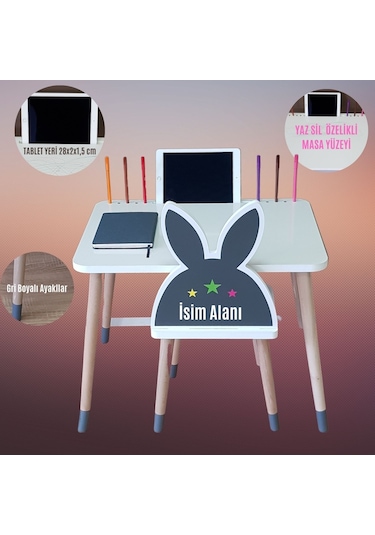 Ahşap Çocuk Oyun Ve Aktivite Masa Sandalye Takımı Tekli Beyaz