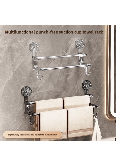 Kangvka Banyo İki Çubuklu Süspansiyonlı Havlu Rakası, Islak-kuru Kullanim, Çekmeceli Tutucular, Hafif Ve Kolay Monte, Lüks Tasarım Gri Uzun Boy Diğer