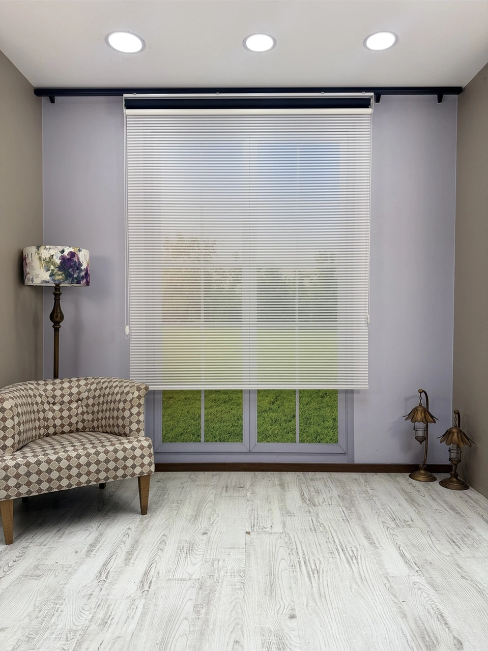 Luna Serisi Beyaz Tül Siyah Stor Perde Işık Kontrollü, Çift Mekanizmalı, Kolay Montaj Siyah