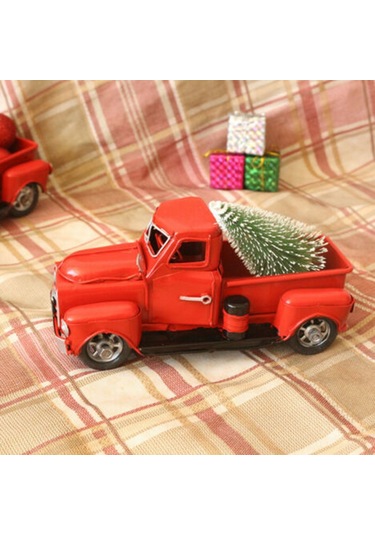 Qingmipy Klasik Kırmızı Metal Kamyon Dekoru - Dayanıklı Ve Şık Ofis/ev Aksesuarı Kırmızı