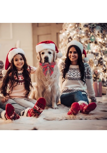Leezsingfiyonklu Noel Köpek Tasması, Ayarlanabilir Pamuklu Kırmızı Kareli Papyon Büyük Köpekler İçin Noel Köpek Tasmaları Evcil Hayvanlar-15