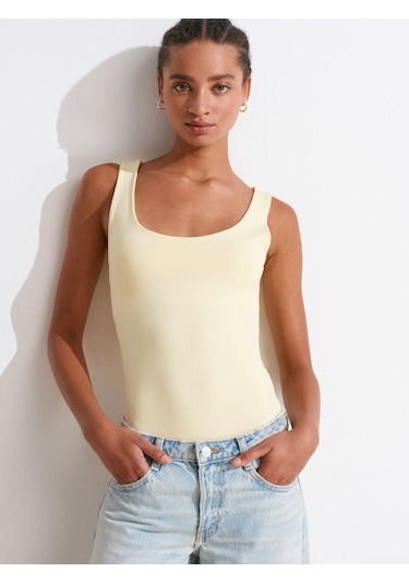 Dilvin 20977 Kalın Askılı Poliamid Atlet-sarı Sarı