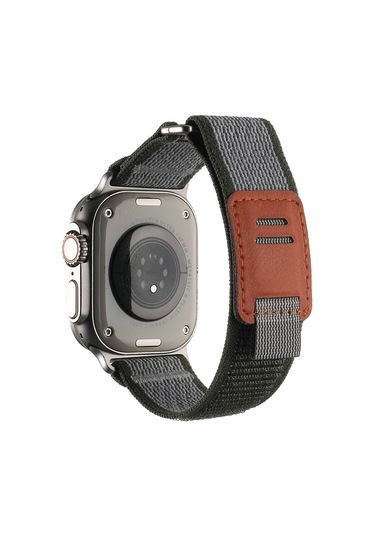 Tuva Teknoloji iOs Watch Uyumlu Ultra 49mm Hasır Kordon Krd-106 Strap Kayış-yeşil