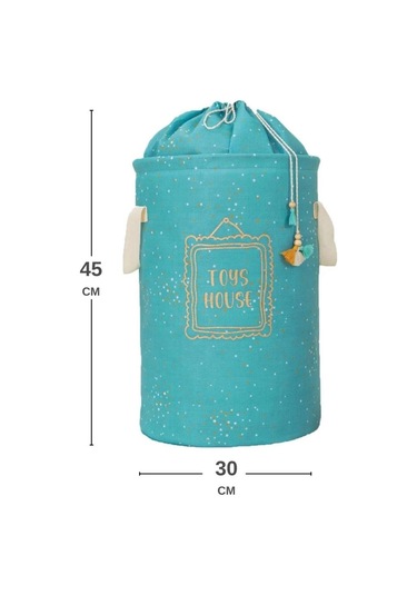 Onikiden Yuvarlak Torbalı Oyuncak Çamaşır Sepeti Mavi