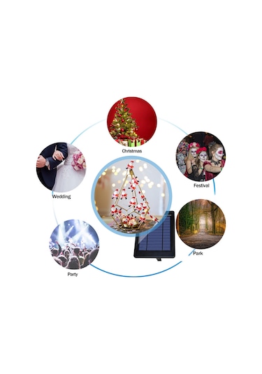 Dianziye Noel Dekorasyonu Led Işık Zinciri - 3m 30 Ampul, Santa Figürü, Sürekli Aydınlatma Ve Parıltı Modu, 3xaa Pil İle Çalışır Pil Dahil Değil