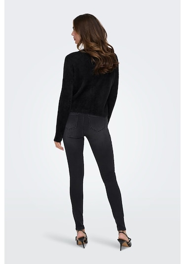Only Kadın Onlpetra İnci Düğmeli Bisiklet Yaka Örgü Hırka 15350655 Siyah Siyah