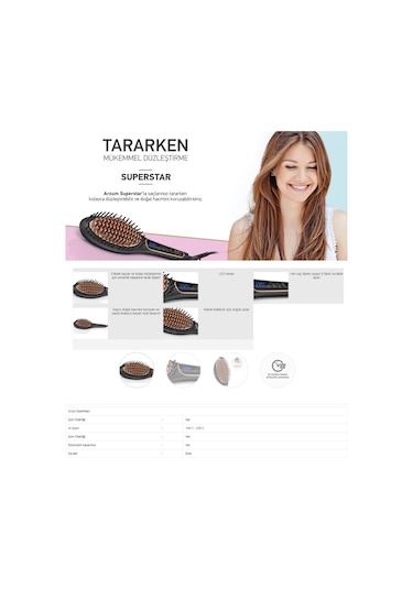 Arzum AR5036 Superstar Saç Düzleştirici Fırça