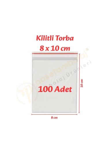 8x10 Cm. Kilitli Torba 100 Adet