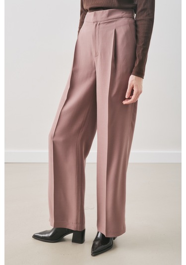 Dökümlü Tencel Pileli Pantolon Gülkurusu Gülkurusu