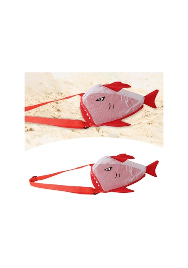 Suntek Yaz Çocukları Mesh Plaj Kabuk Torbası 25x18x15cm Çok Kırmızı