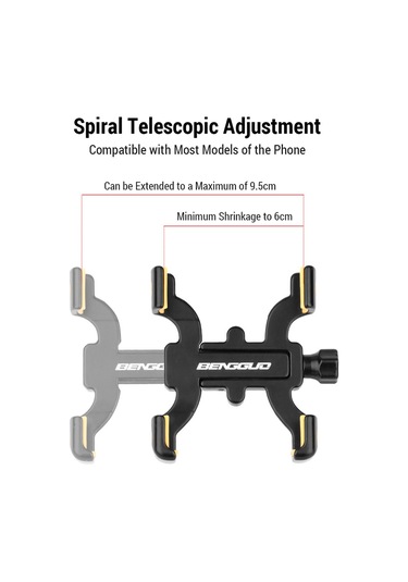 Bengguo-teleskopik Telefon Montajlı Bisiklet Telefon Tutucu Y29308-c Siyah