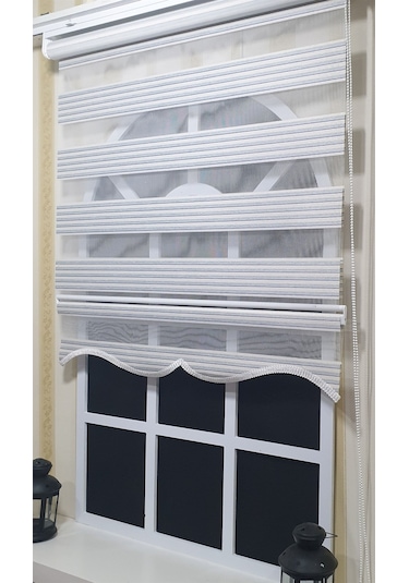 Storburada Zebra Stor Perde Çizgili Etek Dilimli St 010 Ekru