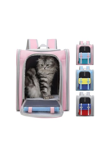 Dm Cbtx Kare Katlanabilir Kedi Çantası Açık Taşınabilir Çift Omuz Çantası Model 8 Mavi