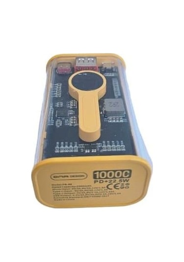 22.5w Pd Hizli 10000 Mah Digital Şeffaf Tasarimli Powerbank Sari