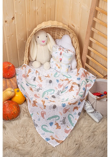 Dijital Baskılı 6lı Çok Amaçlı Müslin Örtü Seti - 75x75 Çok Renkli