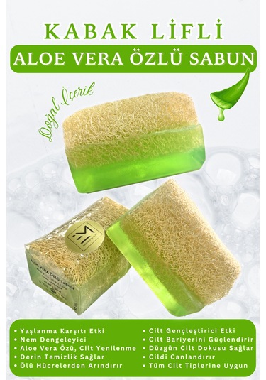 Doğal Kabak Lifli Aloe Vera Özlü Sabun Etki Cilt