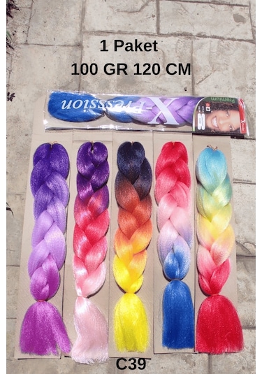 X-pression Afrika Örgüsü Ombreli Sentetik Saç 100 Gr 3 Renk 39