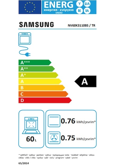 Samsung NV60K3110BS-TR 60 LT Elektroturbo Ankastre Fırın