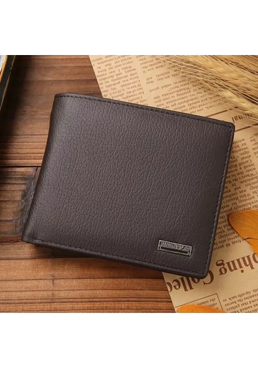 Createtech Hakiki Deri Erkek Cüzdan, Premium Siyah Inek Derisi, Kısa Adam Model Siyah