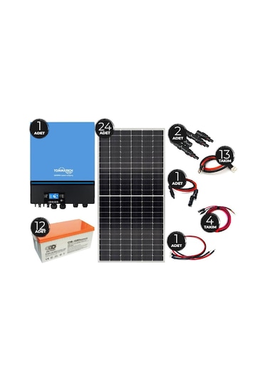 Teknovasyon Arge Güneş Enerjisi Solar Paketi 11kva İnverter 550 Watt Güneş Paneli 200 Amper Jel Akü