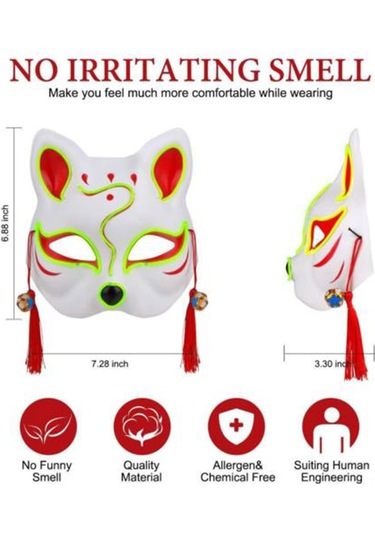 Teltree Renkli Neon Işık Maskesi: Parti, Halloween Ve Kostüm Etkinlikleri İçin Led Aydınlatmalı Yüz Maskesi Mor