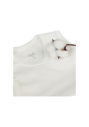 Civil Baby Organik 5 Li Sıfır Kol 1-3 Yaş Çıtçıtlı Badi - Ekru
