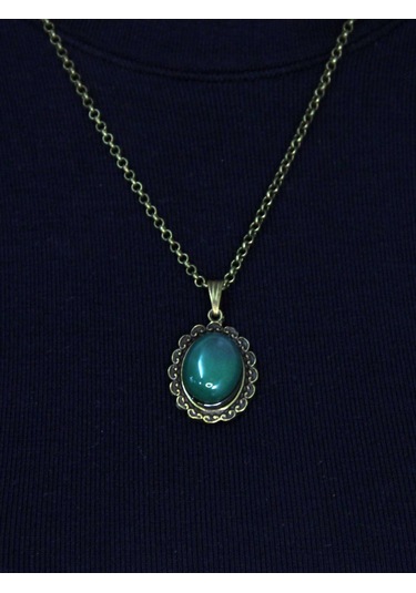 Doğal Taş Yeşil Akik Doğal Taşlı Kadın Doğal Taş Otantik Kolye Euk27ya Yeşil