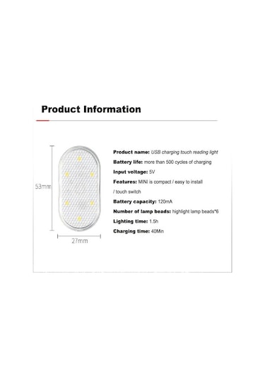 Adet Araba İç Aydınlatma Otomatik Tavan Tavan Okuma Lambası Led Araba Stil Gece Lambası Mini Usb Şarjlı Araba Lambası 5v