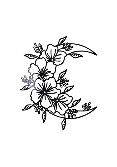 Ayna Duvar Sticker Ay Çiçek Sticker Black S Black S Diğer