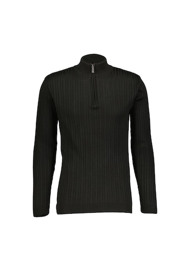 Finesuits Erkek Desenli Yünlü Kazak 2422201010.dsfybr Siyah