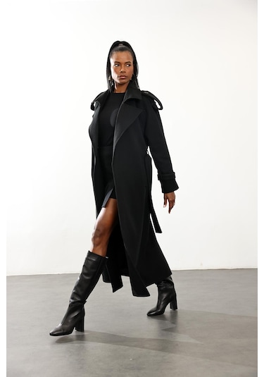 Siyah Kaşe Palto 1614 Siyah