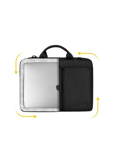 Fastbuy Sinuoshop 14 Inç Siyah Dayanıklı Laptop Çantası - Balık Sümüklü Desen Polyester Siyah