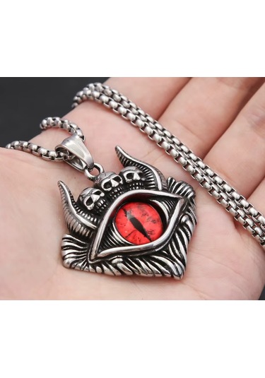 Paslanmaz Çelik 2 Li Göz Kolye Seti Mavi Eye Of Horus Ve Kırmızı Şeytan Gözü Kolye Kırmızı