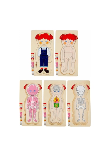 Woody Katmanlı İnsan Vücudu Giydirme Oyunu Ahşap Puzzle Yapboz