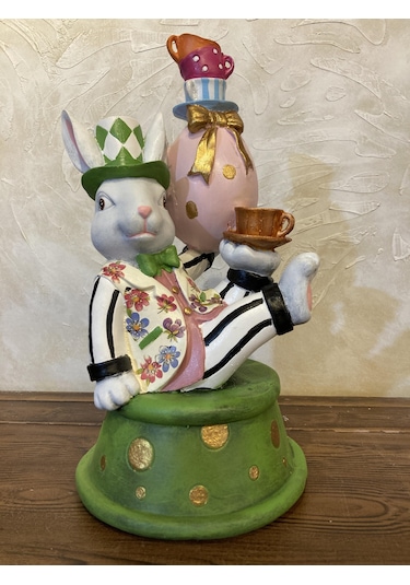 Tavşan Alice Harikalar Diyarında Yumurtalı Obje,biblo